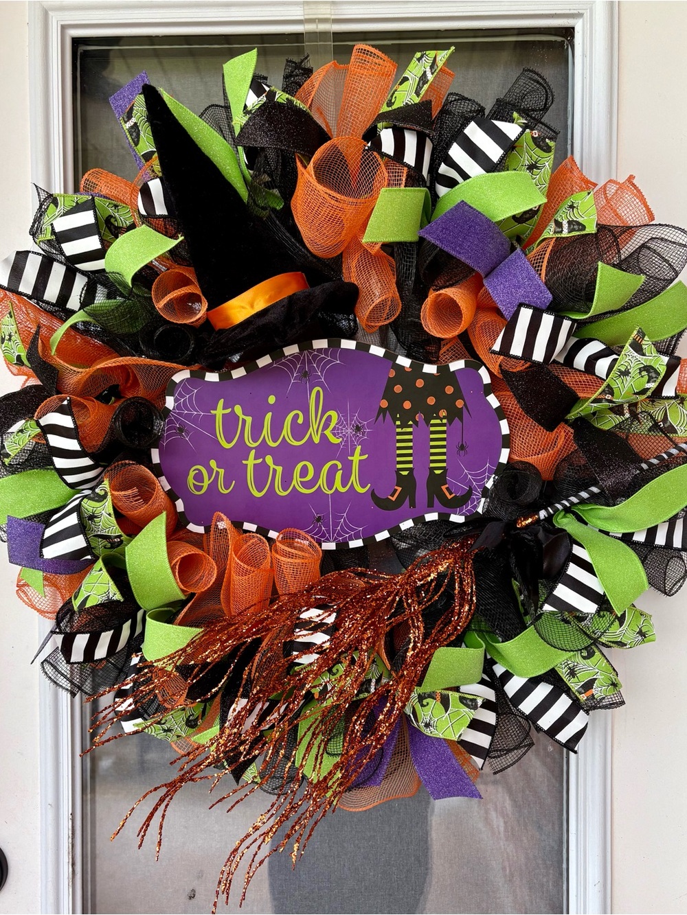 Halloween 'Trick or Treat' Decorative Witch Wreath